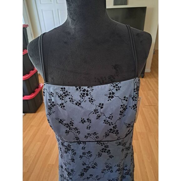 New 18W B&A Betsy Adam Blue Black Floral Formal Dress Wedding Prom Evening Gown - Picture 3 of 8